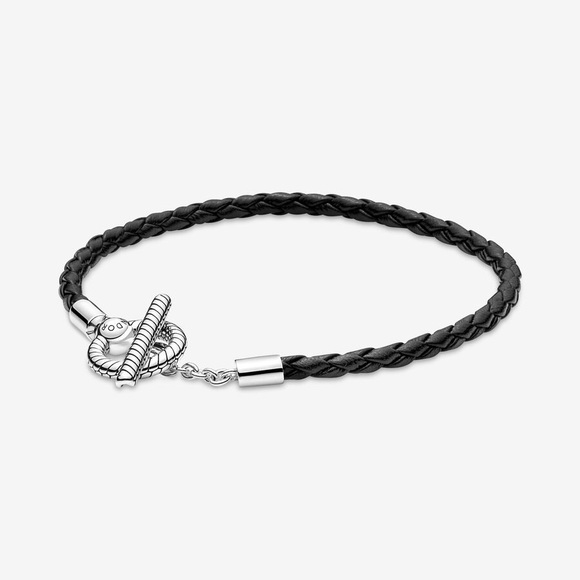 Pandora Moments Braided Leather T-bar Bracelet - Picture 2 of 5